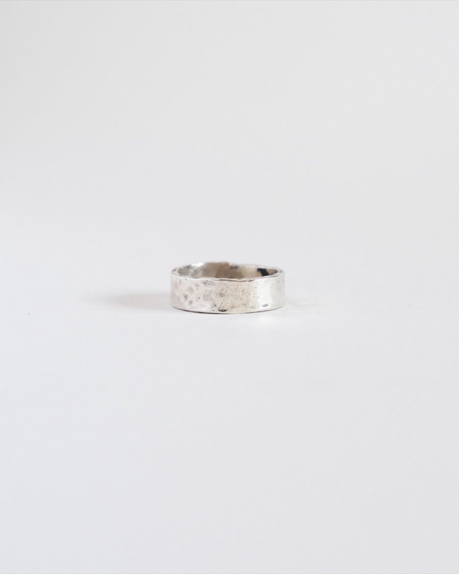 Hammered Medium Square Silver Band