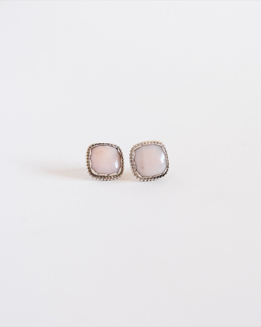 Peruvian Pink Opal Stud Earrings